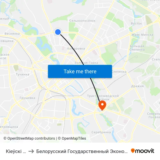 Кіеўскі Сквер to Белорусский Государственный Экономический Университет map