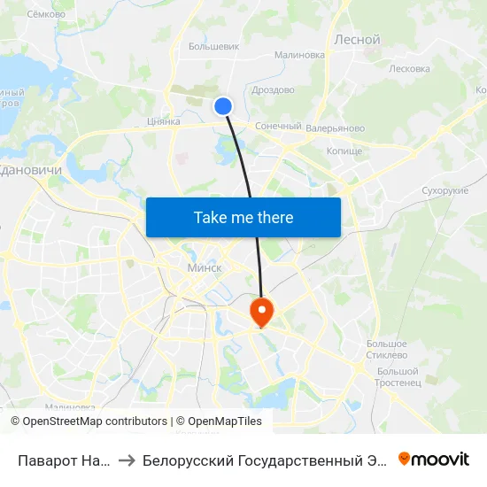 Паварот На Забалацце to Белорусский Государственный Экономический Университет map