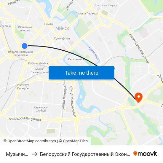 Музычны Тэатр to Белорусский Государственный Экономический Университет map