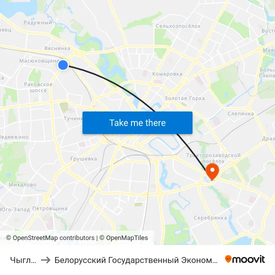 Чыгладзэ to Белорусский Государственный Экономический Университет map