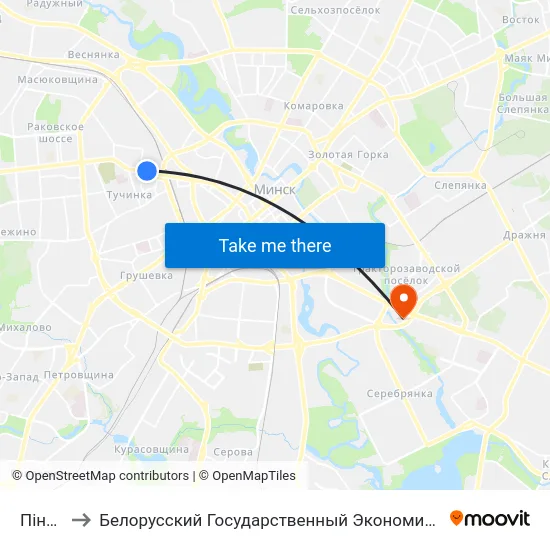 Пінская to Белорусский Государственный Экономический Университет map