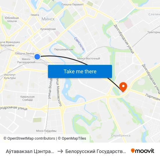 Аўтавакзал Цэнтральны (Высадка Пасажыраў) to Белорусский Государственный Экономический Университет map