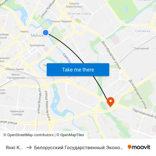 Янкі Купалы to Белорусский Государственный Экономический Университет map