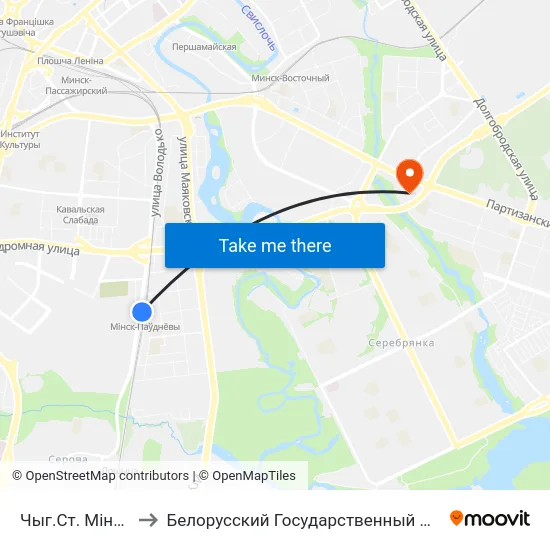 Чыг.Ст. Мінск-Паўднёвы to Белорусский Государственный Экономический Университет map