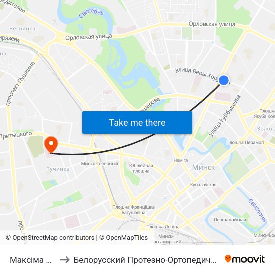 Максіма Багдановіча to Белорусский Протезно-Ортопедический Восстановительный Центр map