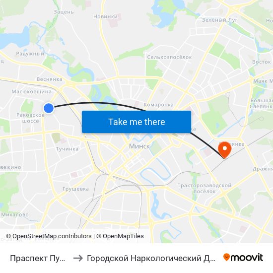 Праспект Пушкіна to Городской Наркологический Диспансер map