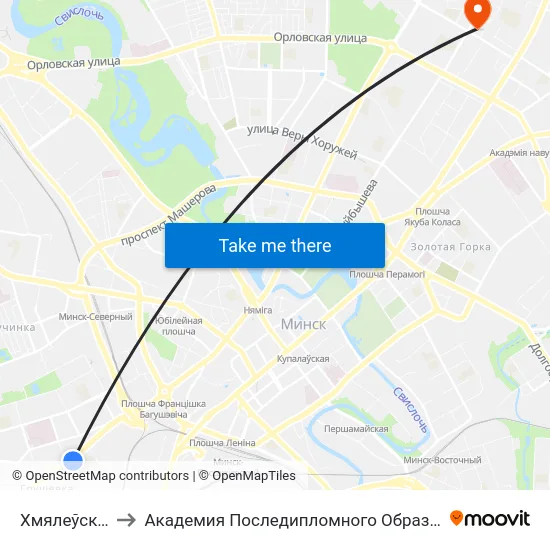 Хмялеўскага to Академия Последипломного Образования map