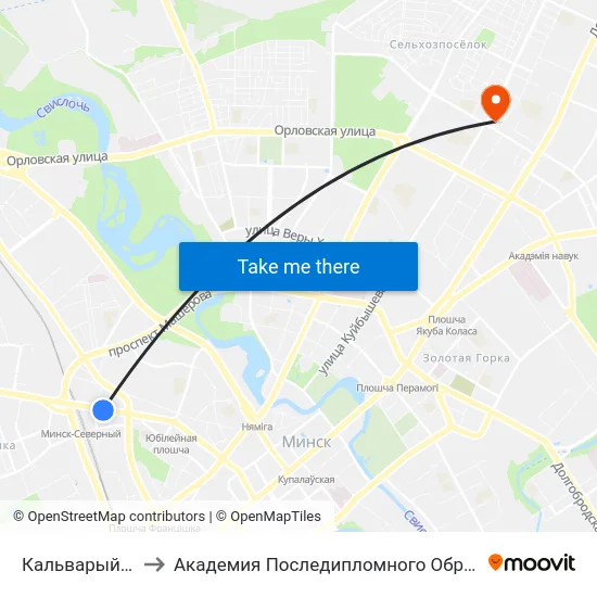 Кальварыйская to Академия Последипломного Образования map