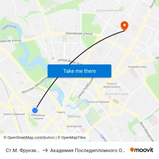 Ст.М. Фрунзенская to Академия Последипломного Образования map