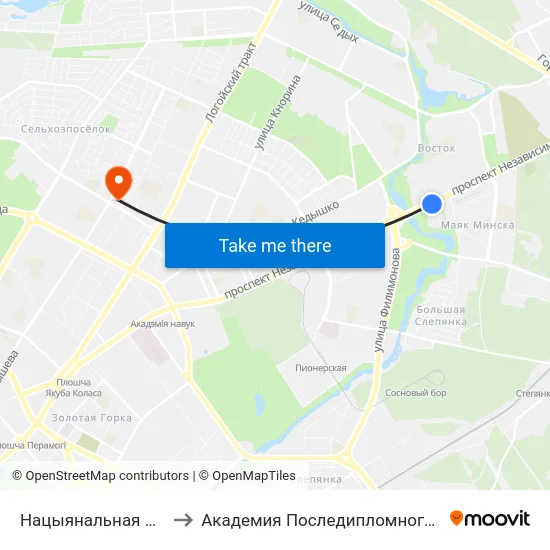 Нацыянальная Бібліятэка to Академия Последипломного Образования map