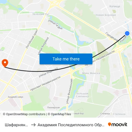 Шафарнянская to Академия Последипломного Образования map