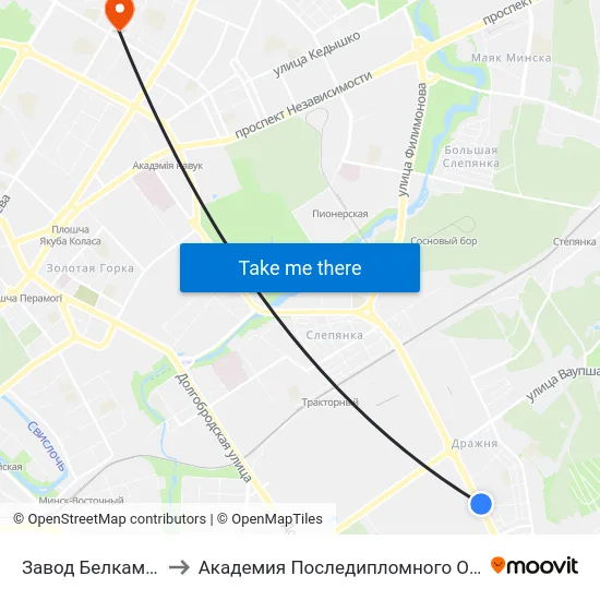 Завод Белкамунмаш to Академия Последипломного Образования map