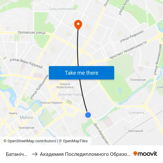 Батанічная to Академия Последипломного Образования map