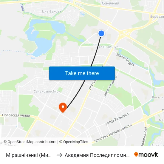 Мірашнічэнкі (Мирошниченко) to Академия Последипломного Образования map