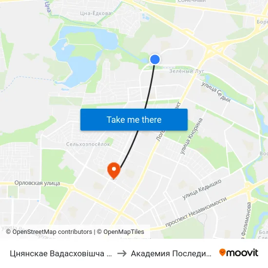 Цнянскае Вадасховішча (Цнянское Водохранилище) to Академия Последипломного Образования map