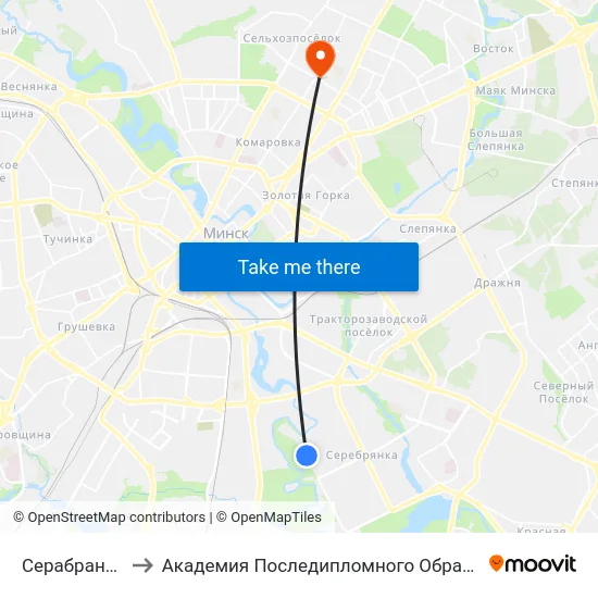 Серабранка-9 to Академия Последипломного Образования map