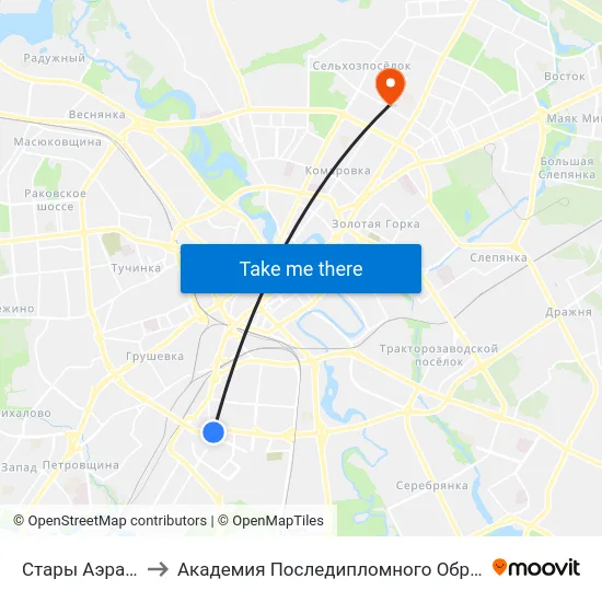 Стары Аэрапорт to Академия Последипломного Образования map