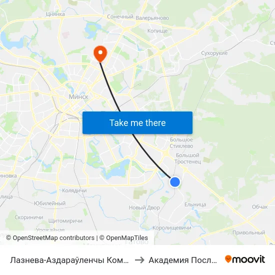Лазнева-Аздараўленчы Комплекс (Банно-Оздоровительный Комплекс) to Академия Последипломного Образования map