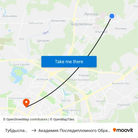 Тубдыспансэр to Академия Последипломного Образования map