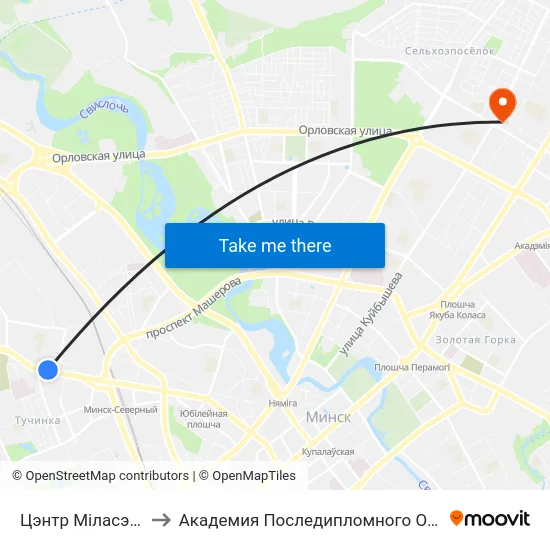 Цэнтр Міласэрнасці to Академия Последипломного Образования map