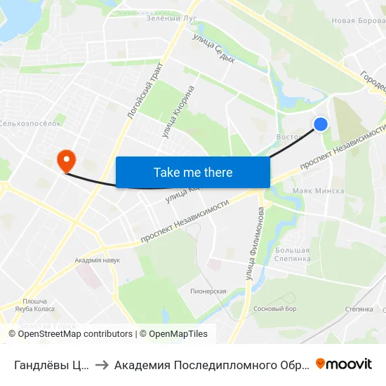 Гандлёвы Цэнтр to Академия Последипломного Образования map