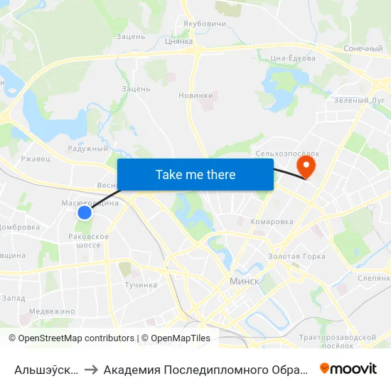 Альшэўскага to Академия Последипломного Образования map