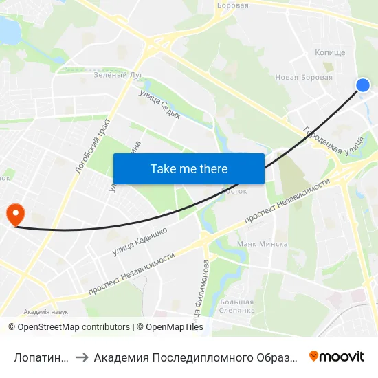 Лопатина 7 to Академия Последипломного Образования map