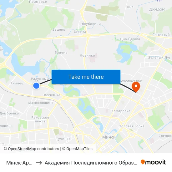Мінск-Арэна to Академия Последипломного Образования map