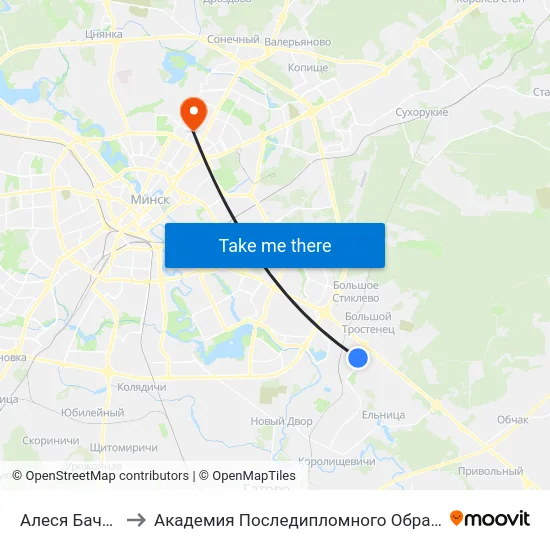 Алеся Бачылы to Академия Последипломного Образования map