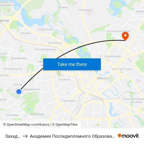 Захад-4 to Академия Последипломного Образования map