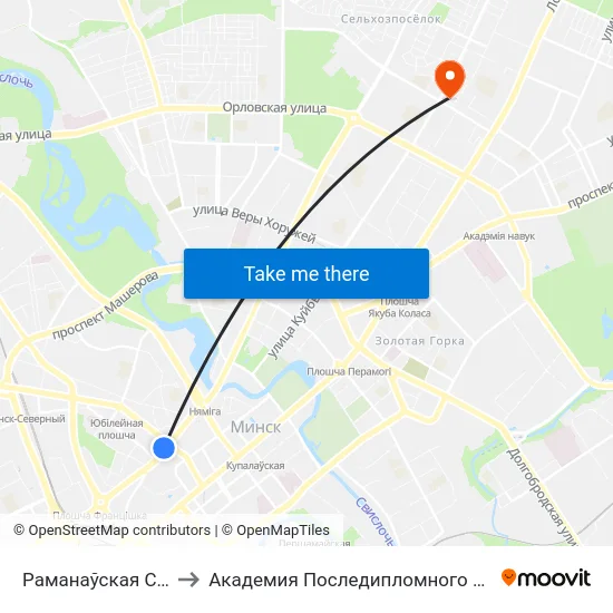 Раманаўская Слабада to Академия Последипломного Образования map