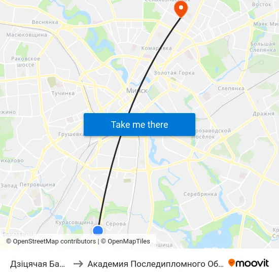 Дзіцячая Бальніца to Академия Последипломного Образования map