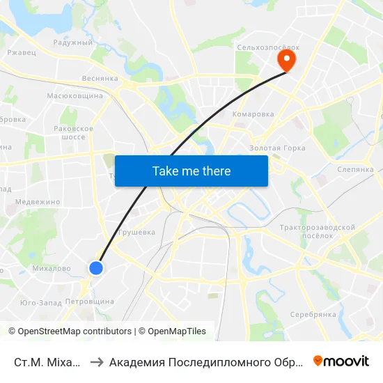 Ст.М. Міхалова to Академия Последипломного Образования map