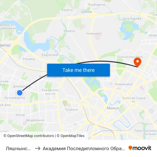 Ляшчынскага to Академия Последипломного Образования map