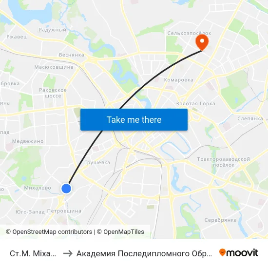 Ст.М. Міхалова to Академия Последипломного Образования map