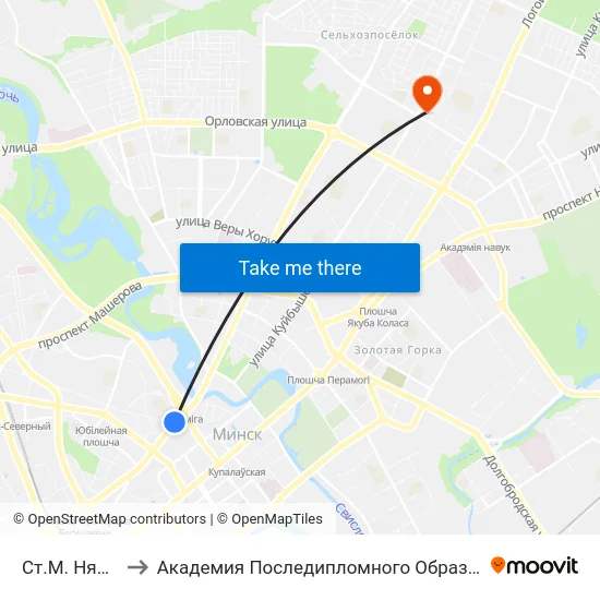 Ст.М. Няміга to Академия Последипломного Образования map