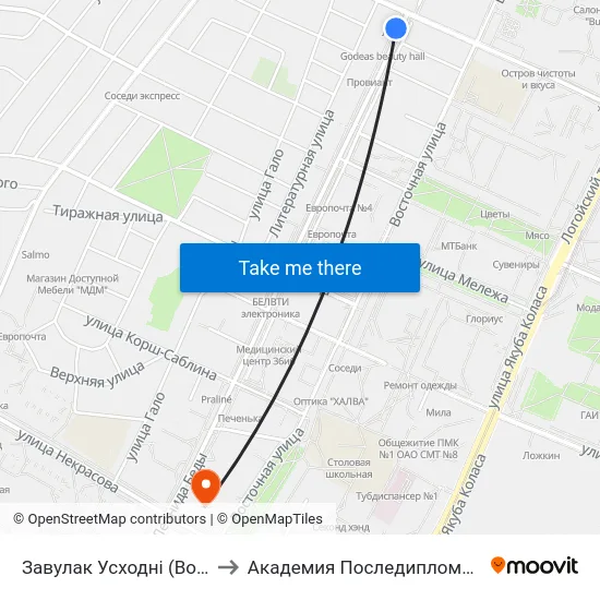 Завулак Усходні (Восточный Пер.) to Академия Последипломного Образования map