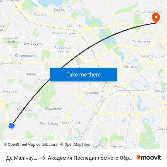 Дс Малінаўка-4 to Академия Последипломного Образования map