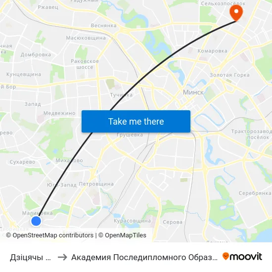 Дзіцячы Сад to Академия Последипломного Образования map
