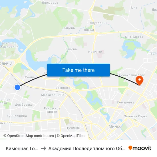 Каменная Горка-3 to Академия Последипломного Образования map