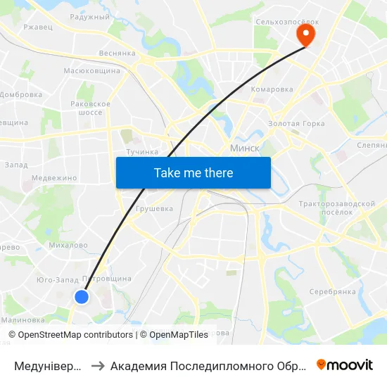Медуніверсітэт to Академия Последипломного Образования map