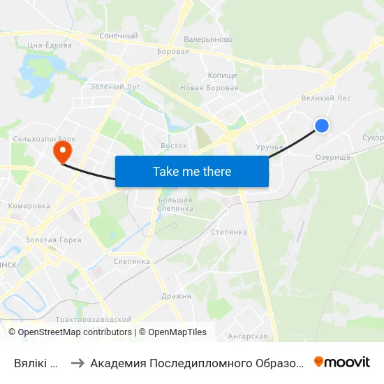 Вялікі Лес to Академия Последипломного Образования map