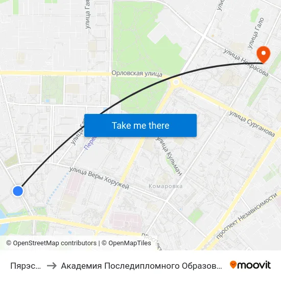 Пярэспа to Академия Последипломного Образования map