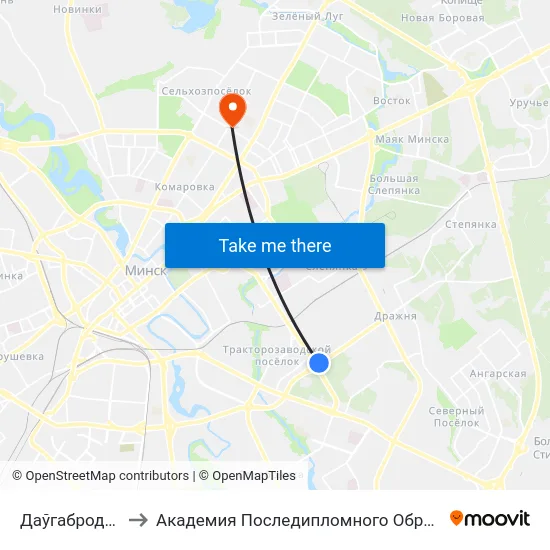 Даўгабродская to Академия Последипломного Образования map