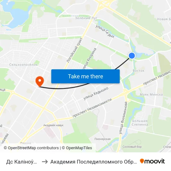 Дс Каліноўскага to Академия Последипломного Образования map