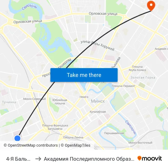 4-Я Бальніца to Академия Последипломного Образования map