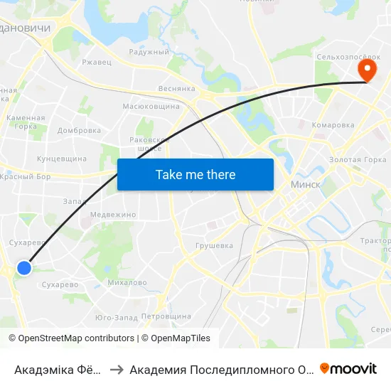 Акадэміка Фёдарава to Академия Последипломного Образования map
