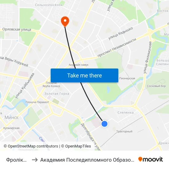Фролікава to Академия Последипломного Образования map