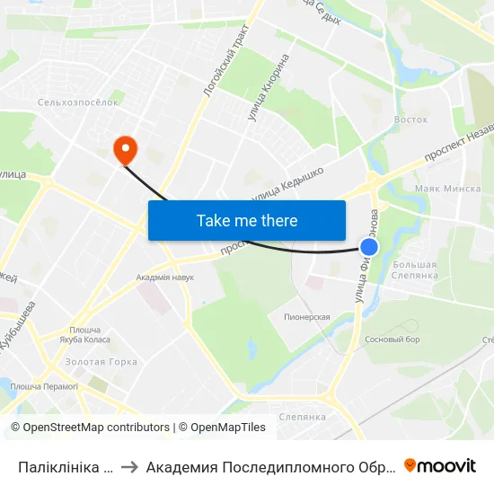 Паліклініка №24 to Академия Последипломного Образования map