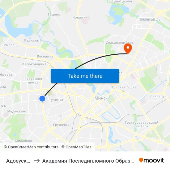 Адоеўскага to Академия Последипломного Образования map